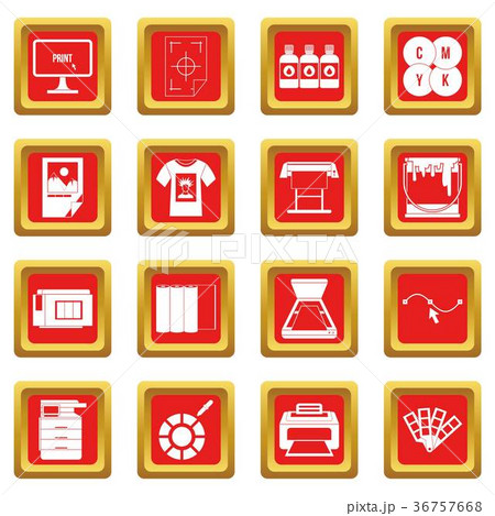 Printing icons set red 36757668
