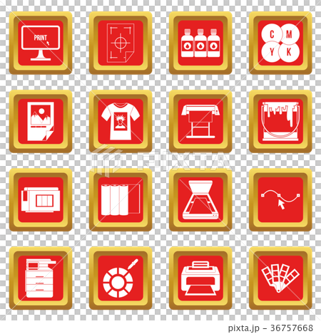 Printing icons set red 36757668