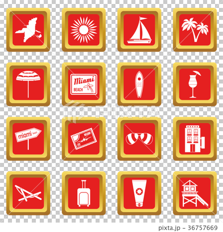 Miami icons set red 36757669