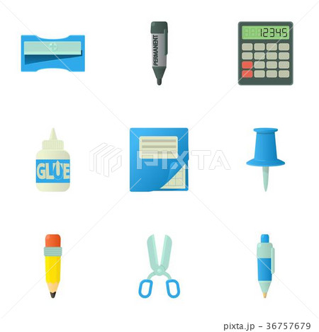 Education equipment icons set, cartoon style 36757679