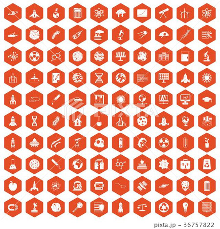 100 space icons hexagon orange 100 space icons hexagon orange 36757822