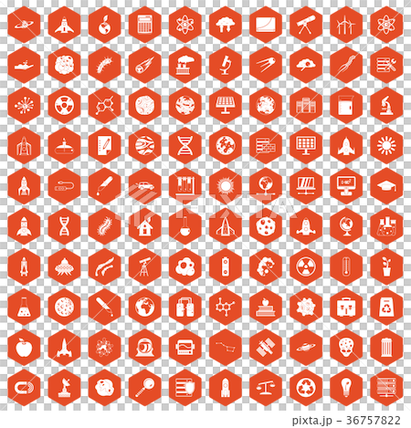 100 space icons hexagon orange 100 space icons hexagon orange 36757822