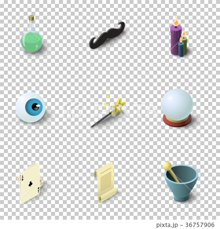 Magician show icons set, isometric style 36757906