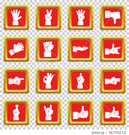 Hand gesture icons set red - Stock Illustration [36758218] - PIXTA