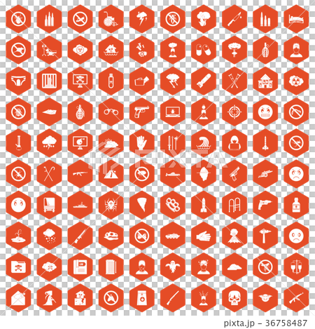 100 tension icons hexagon orange 36758487