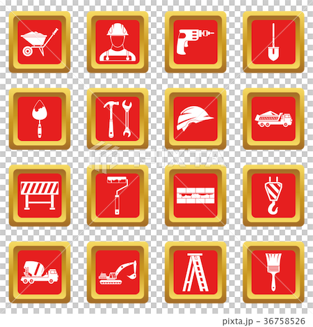 Construction icons set red - Stock Illustration [36758526] - PIXTA