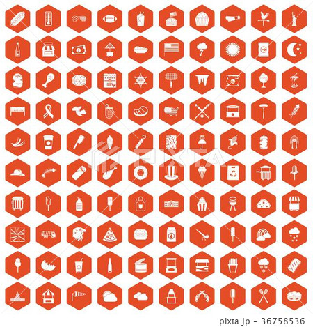 100 street food icons hexagon orange 100 street food icons hexagon orange 36758536