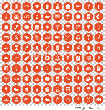 100 street food icons hexagon orange 100 street food icons hexagon orange 36758536