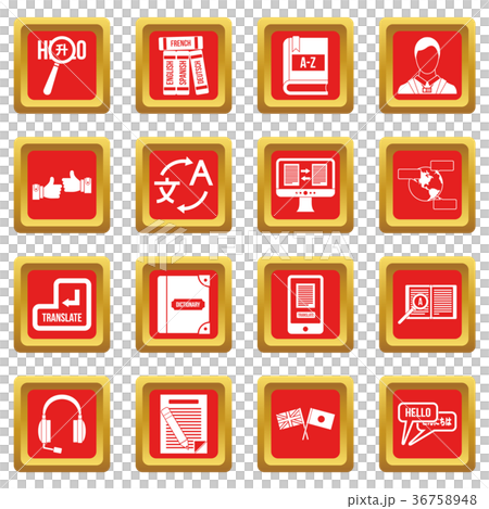 Red Language Icon Learning foreign languages icons set red - Stock Illustration [36758948 ...