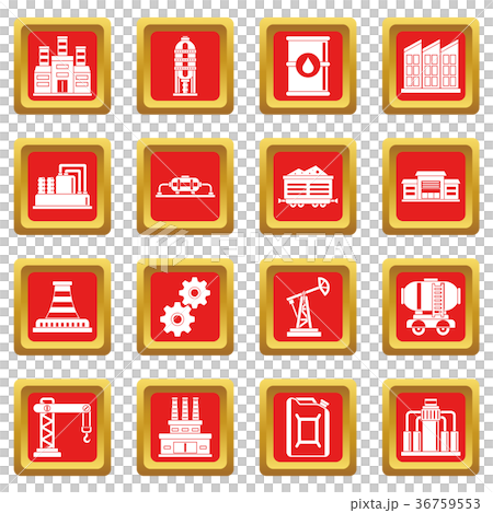 Industry icons set red Industry icons set red 36759553