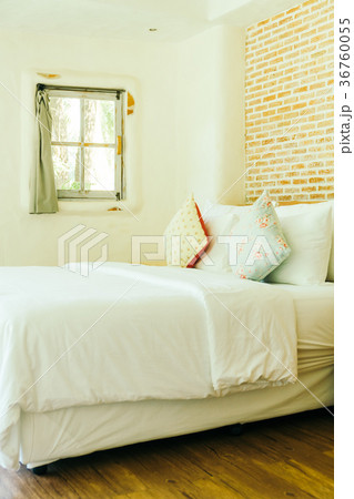 Pillow on bed decoration in bedroom interior Pillow on bed decoration in bedroom interior 36760055