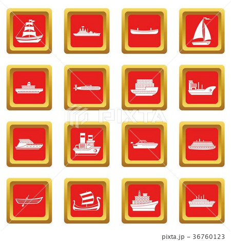 Sea transport icons set red 36760123
