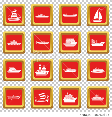 Sea transport icons set red Sea transport icons set red 36760123