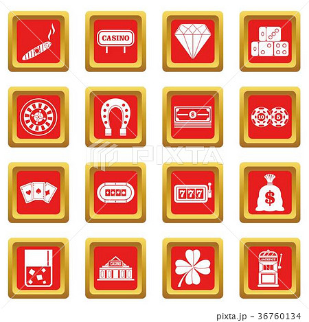 Casino icons set red 36760134
