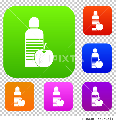 Bottle of water and apple set collection 36760314