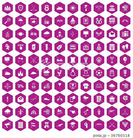 100 arrow icons hexagon violet 36760318