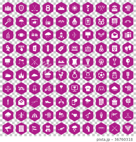 100 arrow icons hexagon violet 36760318
