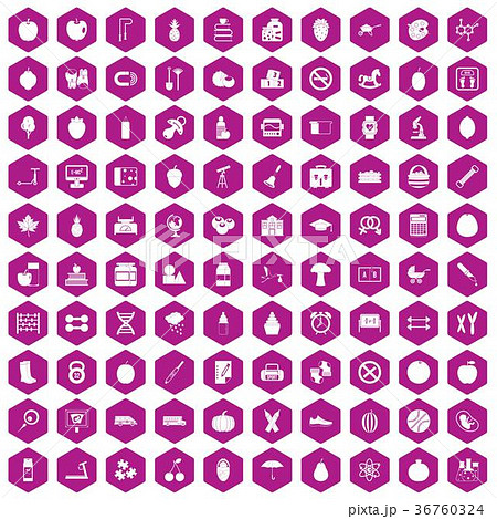 100 apple icons hexagon violet 36760324