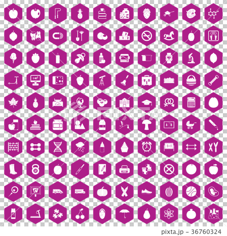 100 apple icons hexagon violet 36760324