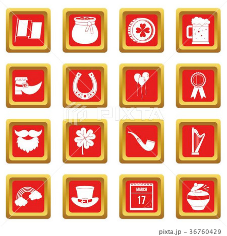 Saint Patrick icons set red Saint Patrick icons set red 36760429