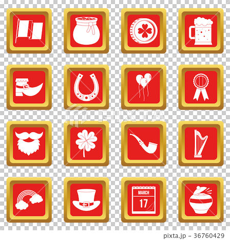 Saint Patrick icons set red Saint Patrick icons set red 36760429