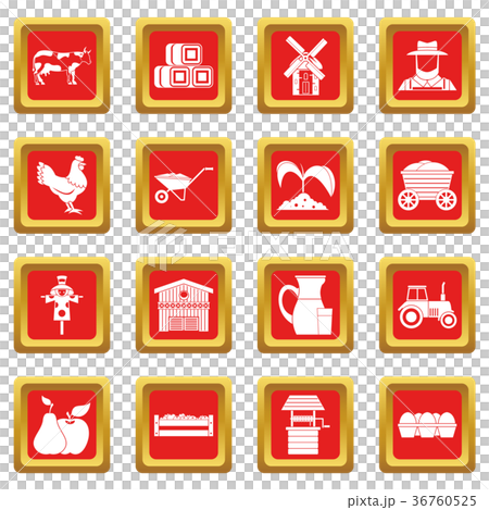 Farm icons set red Farm icons set red 36760525