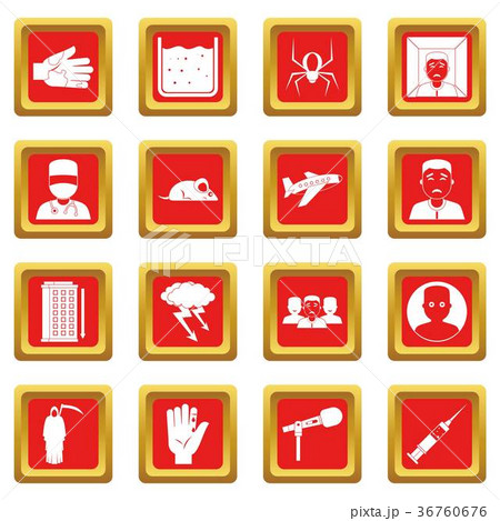 Phobia symbols icons set red Phobia symbols icons set red 36760676