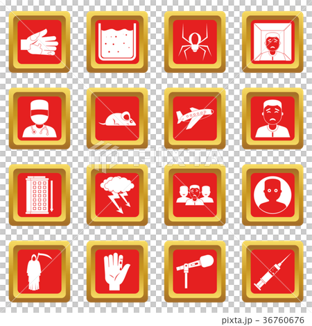 Phobia symbols icons set red Phobia symbols icons set red 36760676