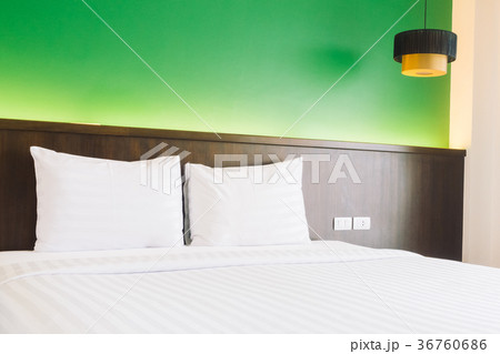 White pillow on bed White pillow on bed 36760686