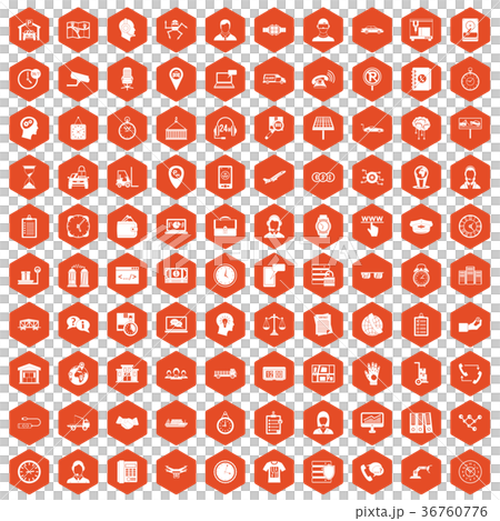 100 working hours icons hexagon orange 100 working hours icons hexagon orange 36760776