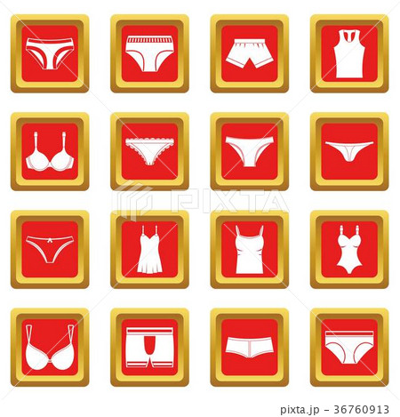 Underwear items icons set red 36760913