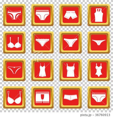 Underwear items icons set red 36760913