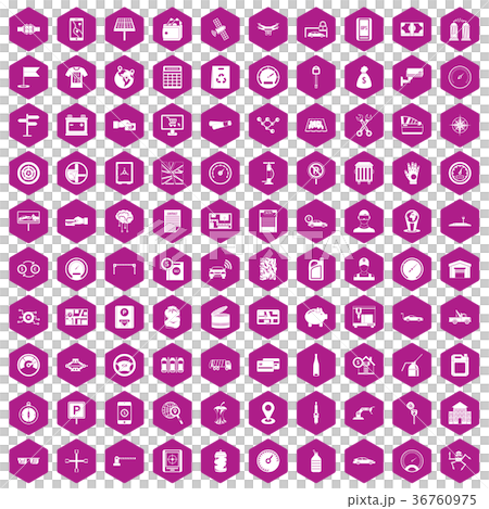 100 auto repair icons hexagon violet 36760975