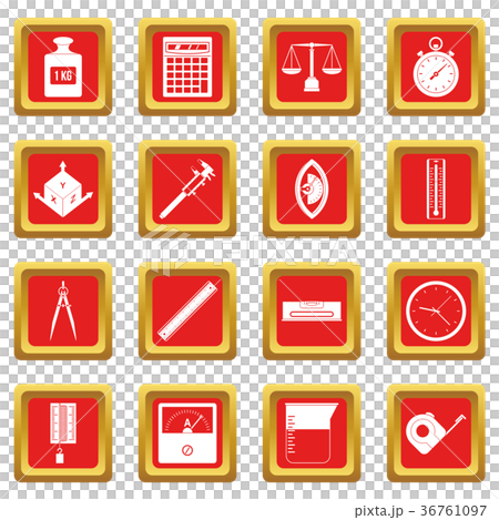 Measure precision icons set red 36761097