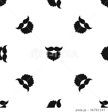 Beard and mustache pattern seamless black 36761147