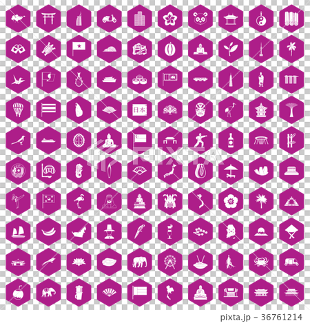 100 asian icons hexagon violet 100 asian icons hexagon violet 36761214