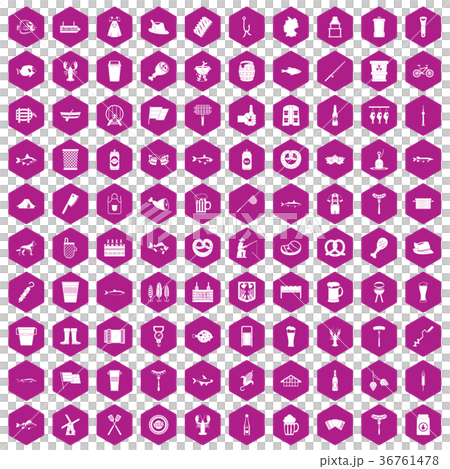 100 beer icons hexagon violet 100 beer icons hexagon violet 36761478