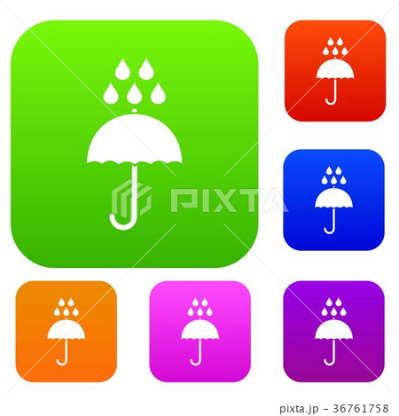 Umbrella and rain drops set collection 36761758