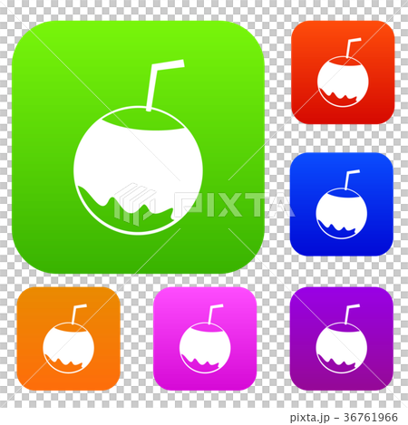 Coconut with straw set collection 36761966