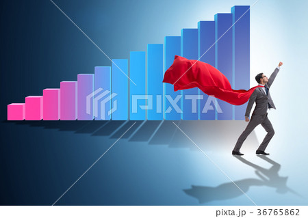 Young businessman in business concept with bar 36765862