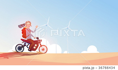 Man Riding Off Road Bike In Helmet Guy Travel On 36766434