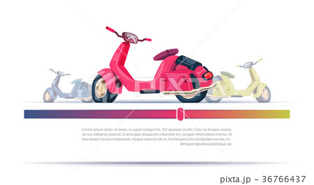 Vintage Electric Scooter Red Isolated Over Vintage Electric Scooter Red Isolated Over 36766437
