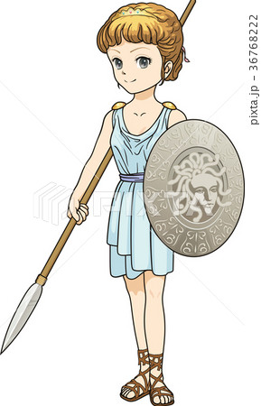 ギリシャの女神アテナ アニメ風 のイラスト素材