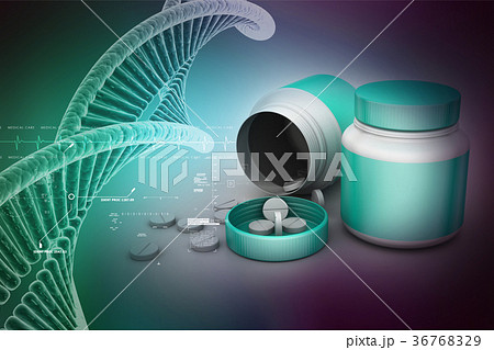 medicine bottle and pills 36768329