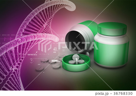 medicine bottle and pills 36768330