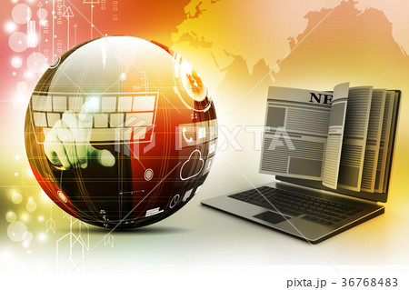 News through a laptop screen concept for online  36768483