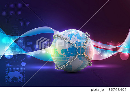 Earth globe close in chain 36768495