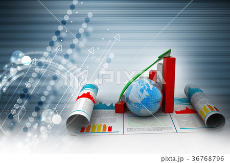 Business growth graph and globe Business growth graph and globe 36768796