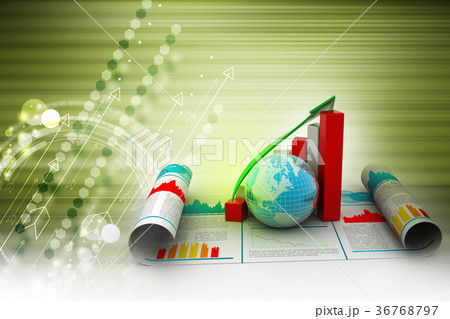 Business growth graph and  globe 36768797