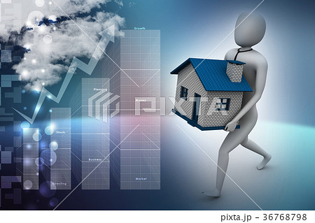 3d man holding house 3d man holding house 36768798